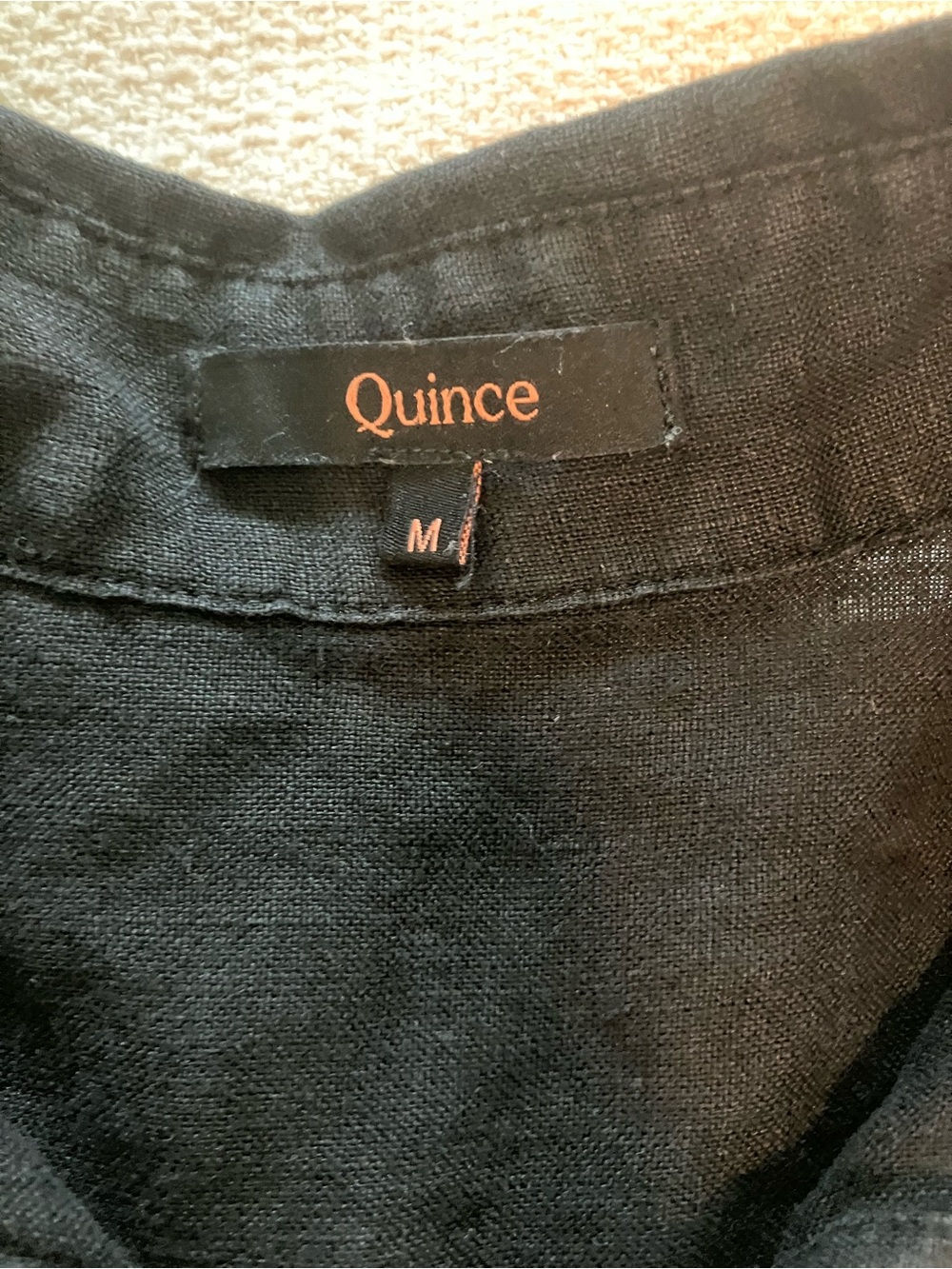 Quince Women’s Linen Short Sleeve Button Up Collared Shirt, Black size M - Picture 3 of 5